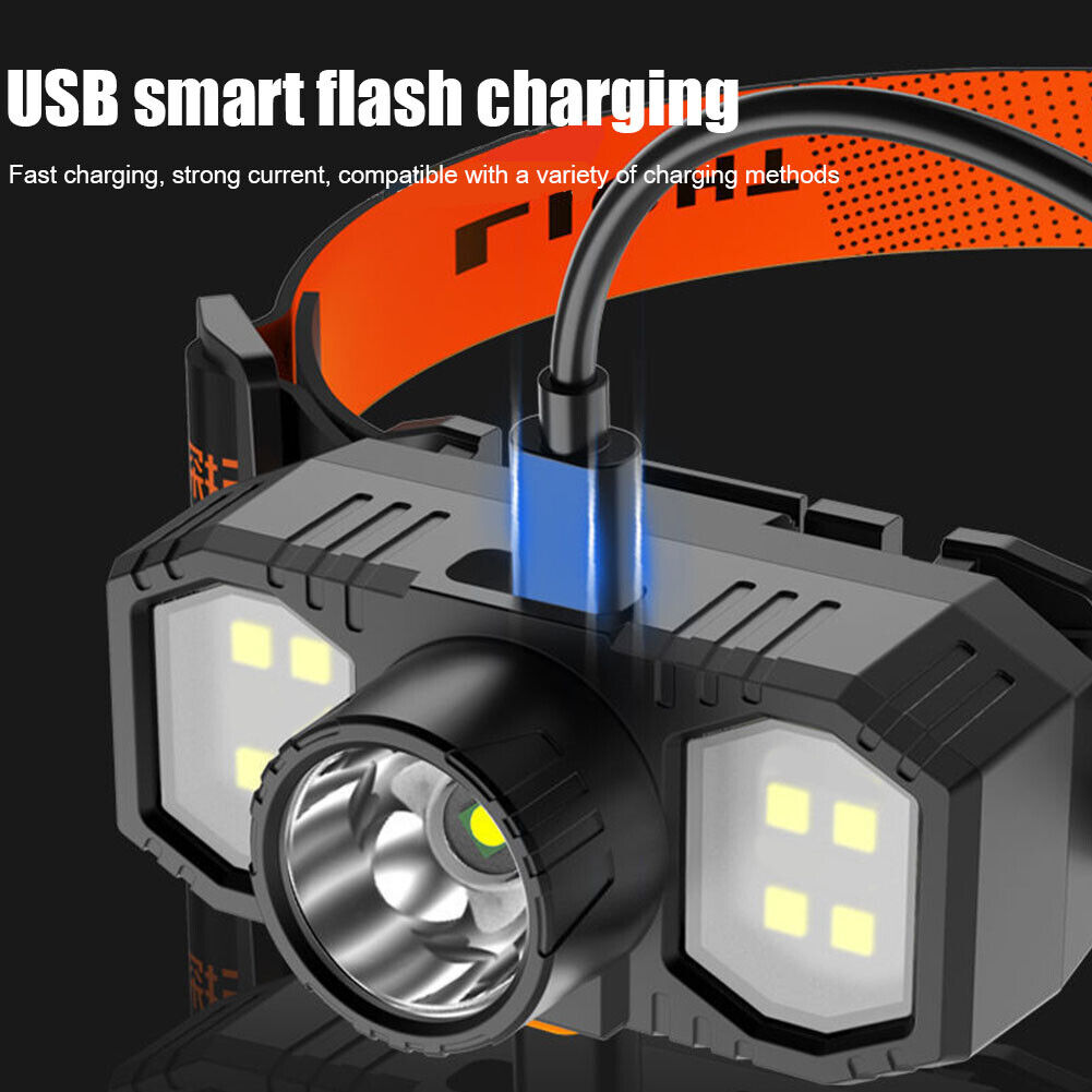 Waterproof LED Headlight USB Rechargeable XPE COB Fishing Headlamp Torch