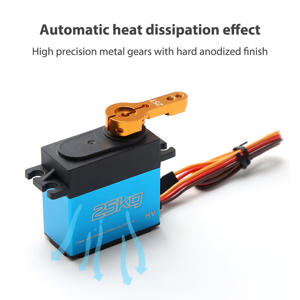 25kg Digital Servo 180 Degree Stainless Steel Gear Servo Waterproof Arms