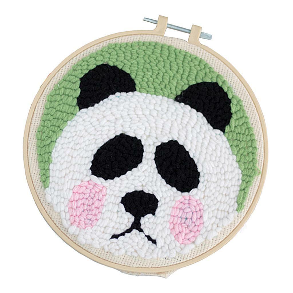 Lovely Panda Punch Needle Kits with  Tools Soft Yarn for