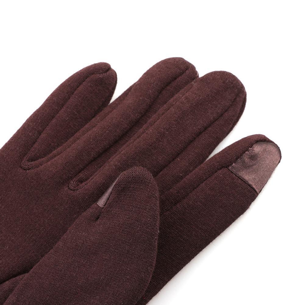 Fashion Women Screen Touch Guantes Winter Warm Casual Fleece Gloves (Coffee