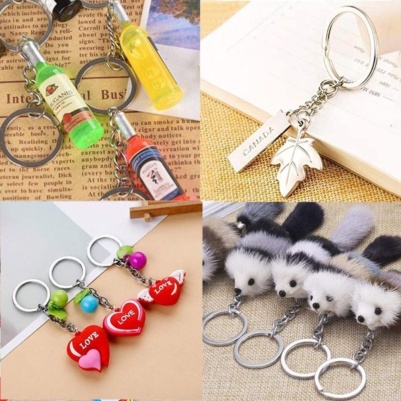 100 Pieces 30mm Flat Key Chain Rings Screw Eye Pin Split for DIY Craft Jewelry