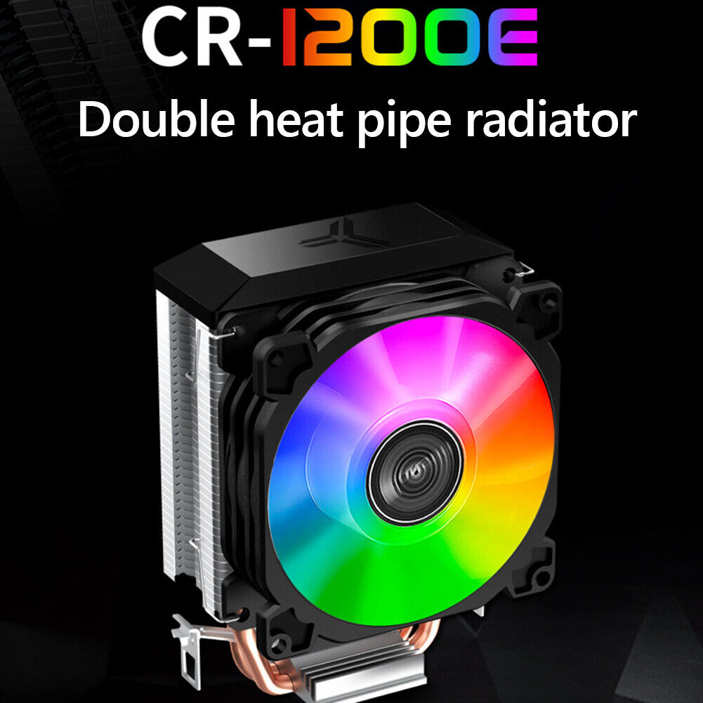 CR1200E 2 Heat Pipes CPU Cooling Fan RGB 3 Pin Heatsink Cooler Radiator