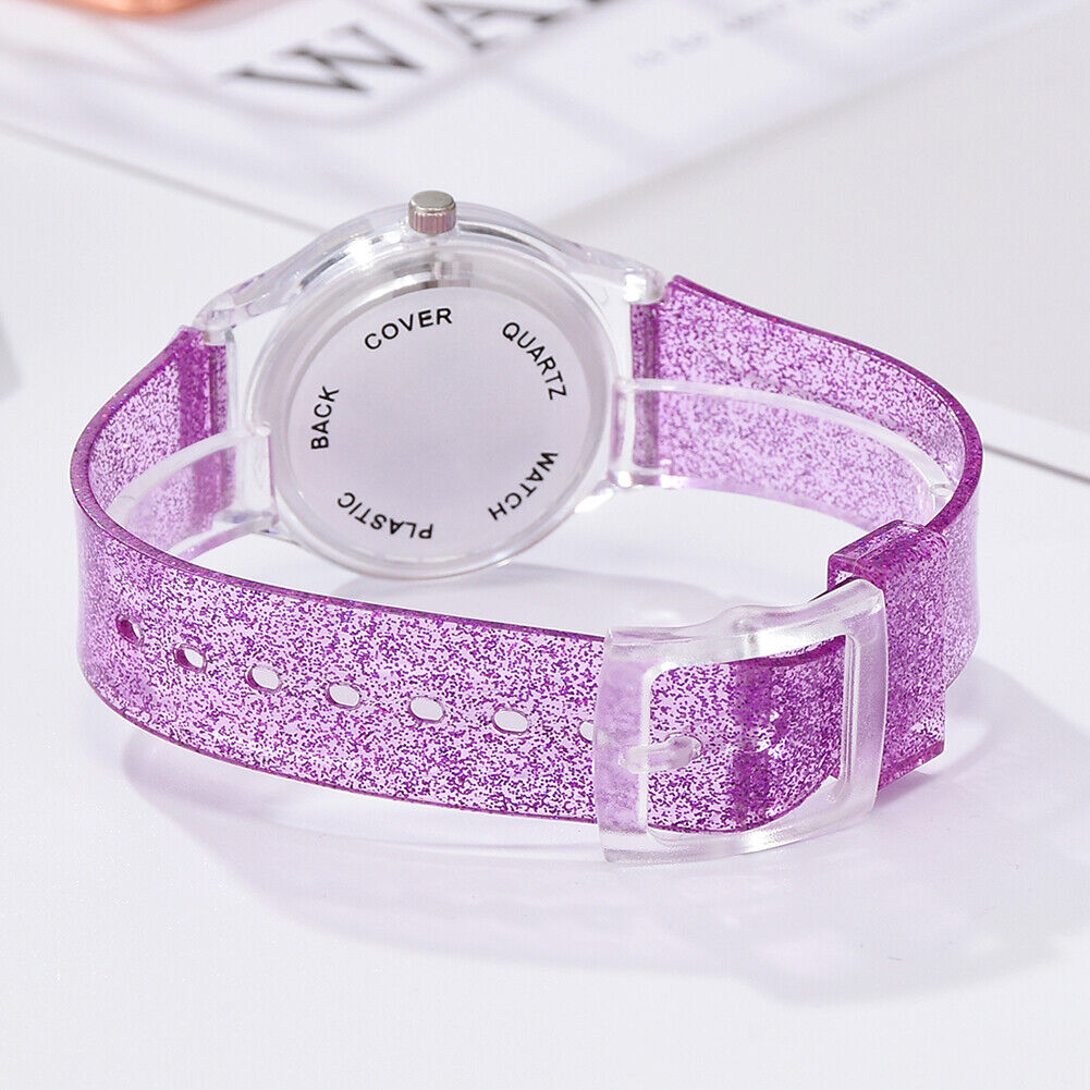 Shiny Candy Jelly Women Silicone Strap Glitter Quartz Analog Watch (Purple)
