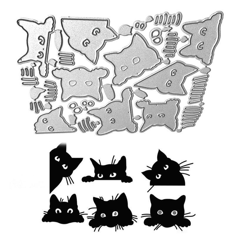 Craft Card Making Embossing Stencil DIY Printing  Carbon Steel Mould Cute Cat