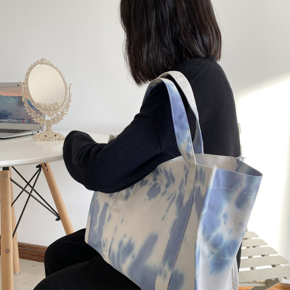Ladies Large Capacity Canvas Tie Dye Underarm Bags Fashion Tote Handbags