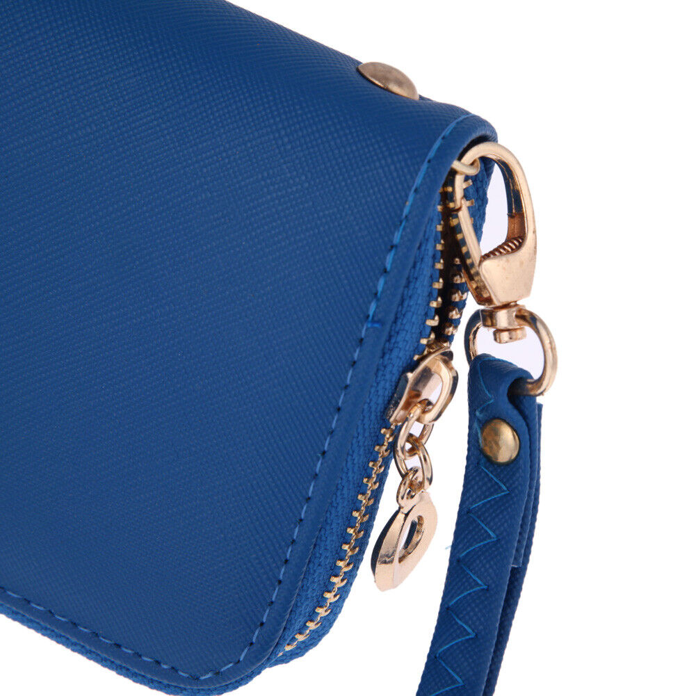 Fashion Lady Women Leather Clutch Wallet Long Card Holder Case Purse(Blue)