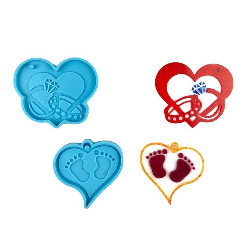 3 Pcs Love Heart Keychain Decorative Silicone Mould Love Dog Paw Footprint Mould