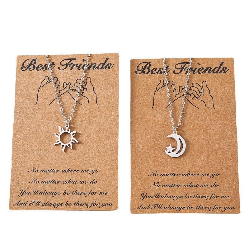 Sun and Moon Star Pendant Dainty Necklace Stainless Steel Fashion Jewelry Gift