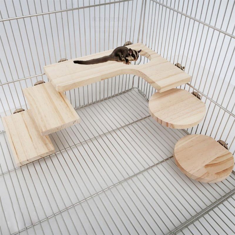 5 Pieces of Natural Wood Stand Platform for Squirrel Gerbil Chinchilla Hamster