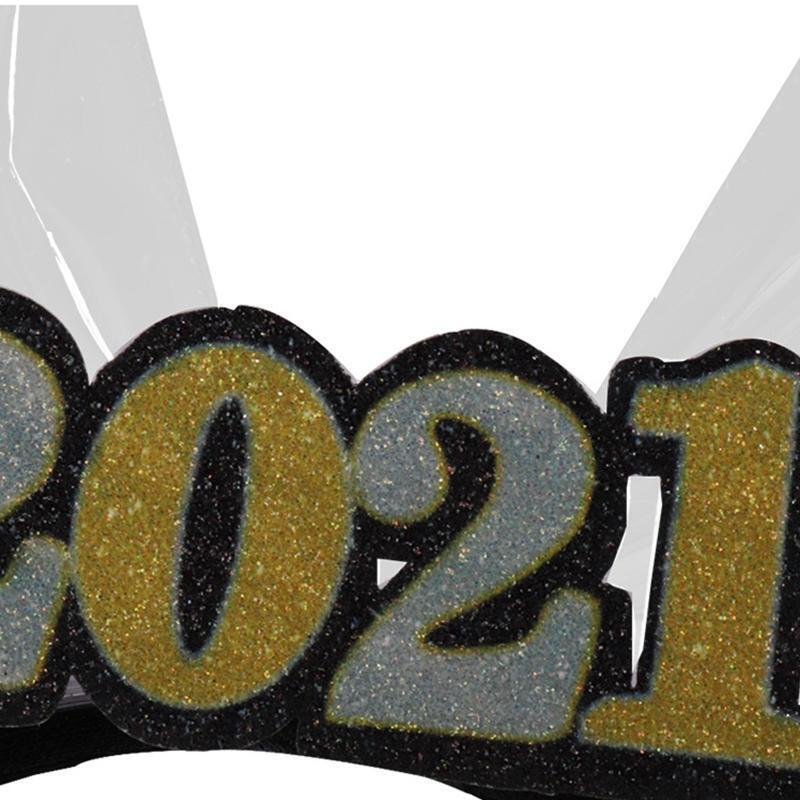 Glitter 2021 Number Headband Big Bowknot Star Sequins New Year Party Hair Hoop