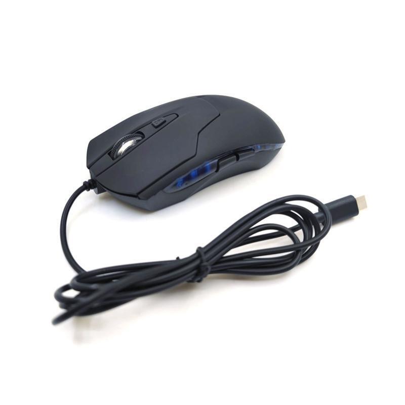 Type C Wired Mouse Optical Gaming USB C Mouse Blue RGB Light for Laptop PC