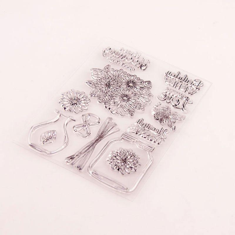 Flower Vase Silicone Clear Seal Stamp DIY Scrapbooking Emboss Photo Album Card