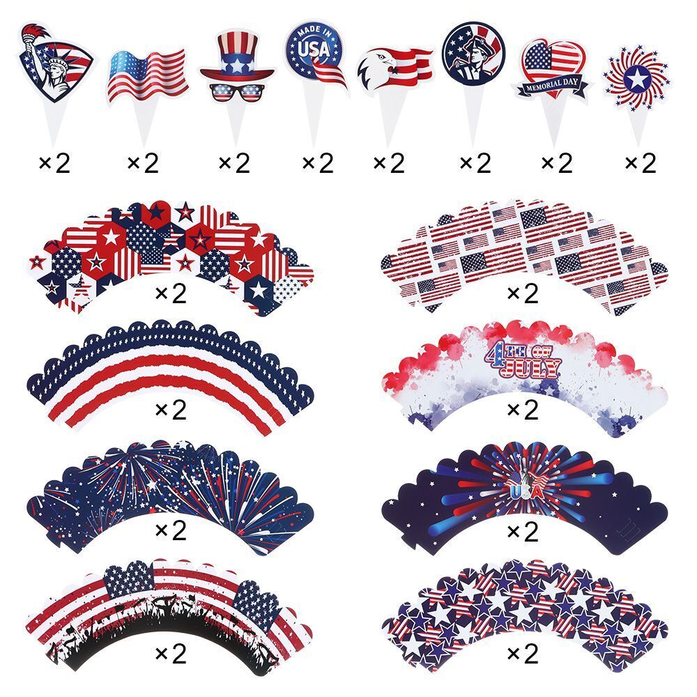 Flag Patriotic Sign Cake Decoration 4th of July Independence Day Cake Topper