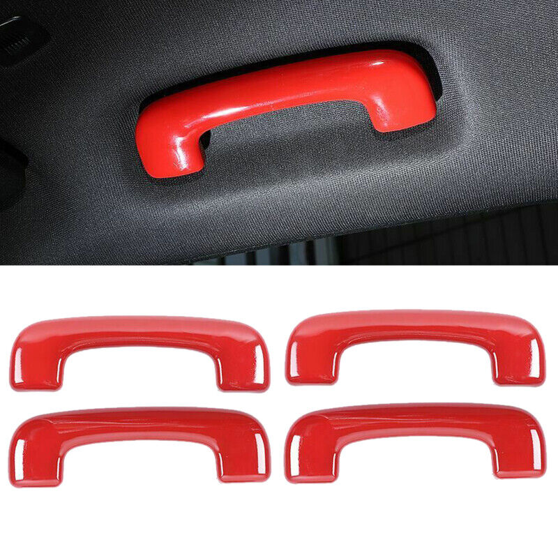 4pcs Red Roof Grab Handle Cover Trim Decor Fit for Dodge Charger Accessories
