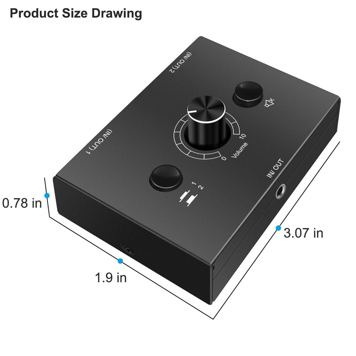 3.5mm Stereo Audio Switcher, 1 Input 2Output 2  Output Signal Source