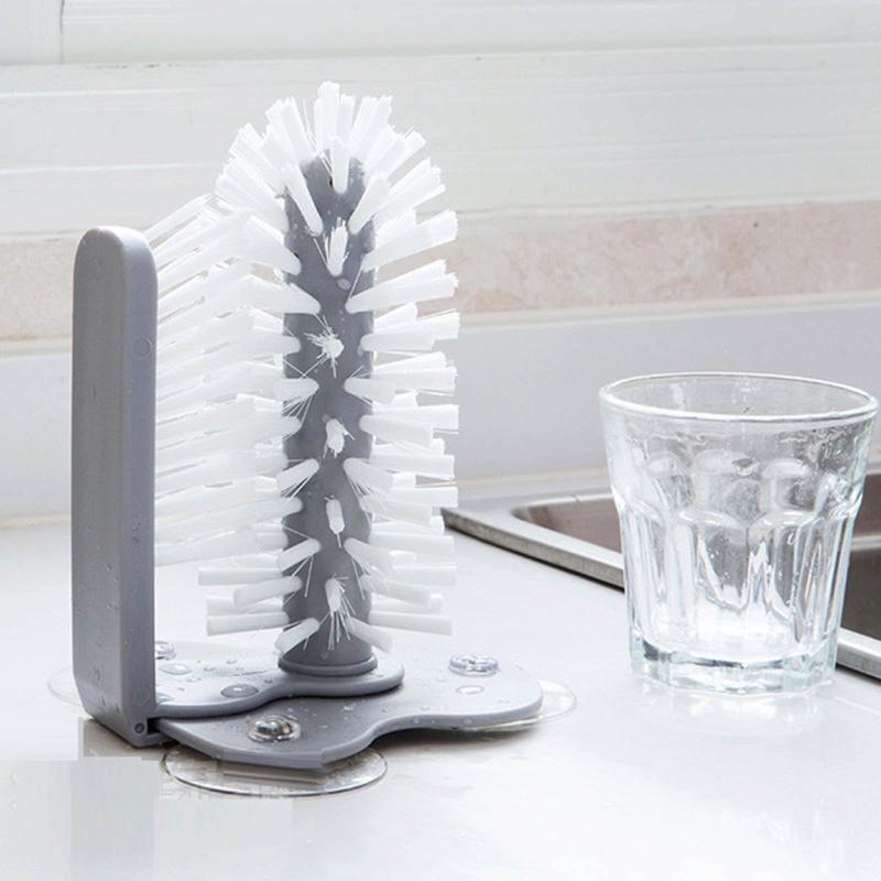 Wall Suction Cleaning Cup Brush 2 in 1 Lazy Thermos Bottle Glass Cleaner