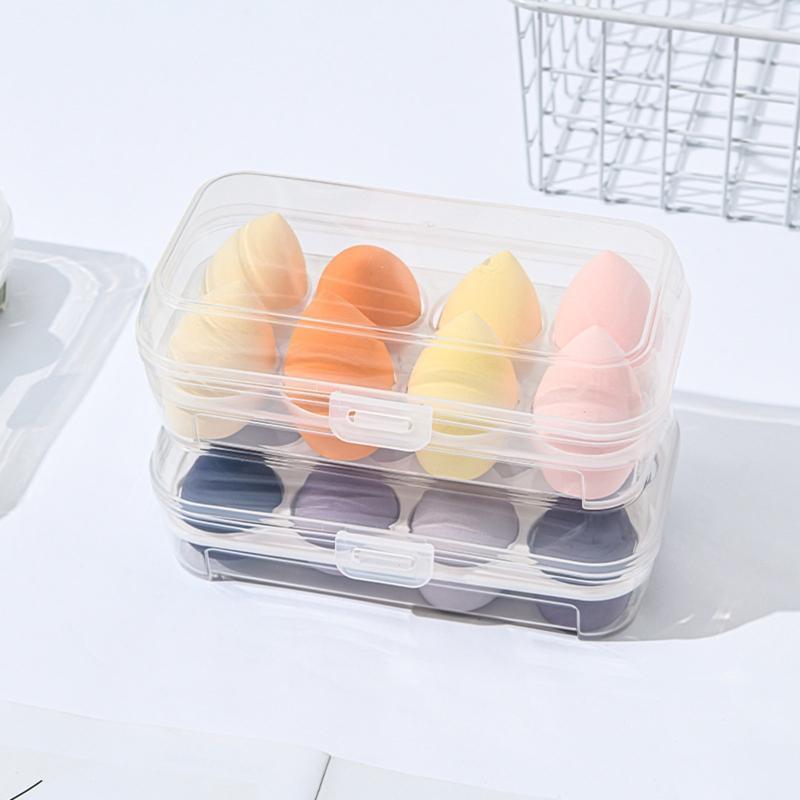 Transparent 8 Grids Travel Beauty Powder Puff Storage Box Makeup Egg Drying Case
