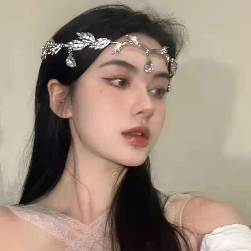Girl Hair Ornament Forehead Chain Face Water Drop Tassel Rhinestone Headdress