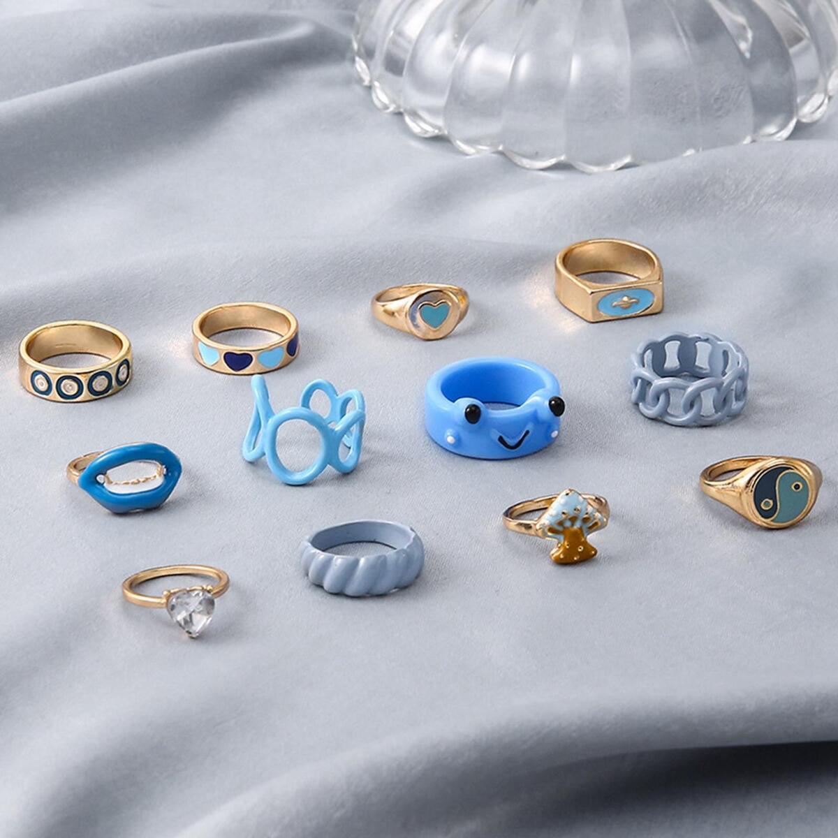12Pcs Rings Statement Ring Decoration Versatile Ring Jewelry Gifts