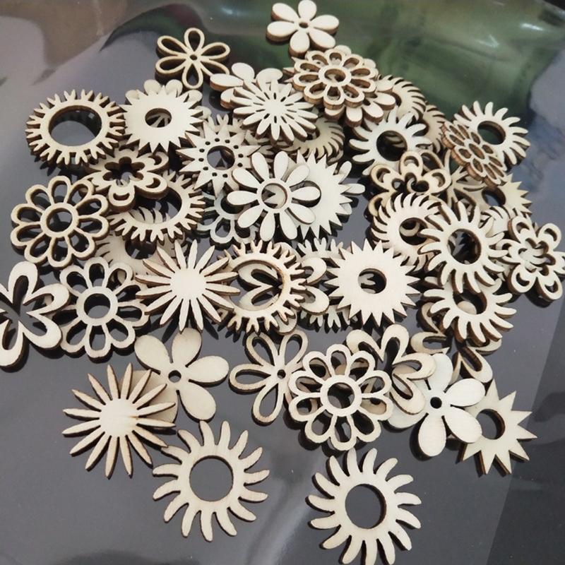 50 Pcs/Set Natural Wood Slices for Wedding Table Scatter Decorations Ornaments