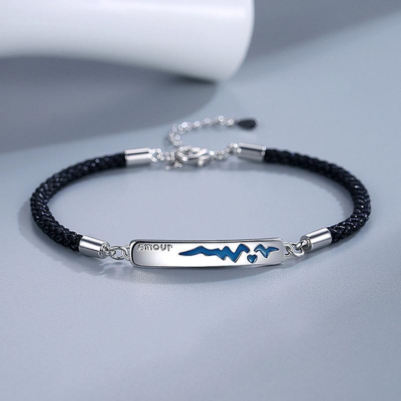 2 Pcs Alloy Couple Bracelets Temperature Change Color Mood Matching Bracelet Set