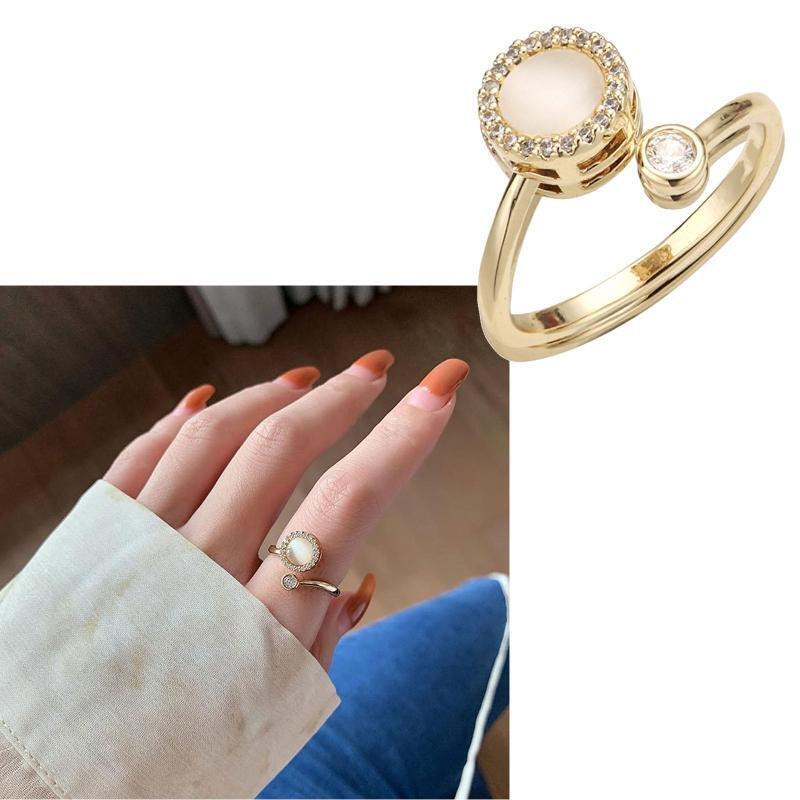 Anxiety Ring with Cat's Eye Moonstone Fidget Ring to Relieve Anxiety Jewelry