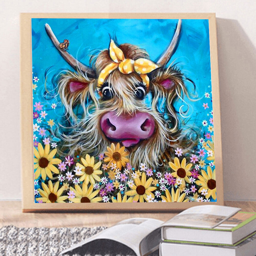 Cow in Bush Oil Paint By Numbers Kits DIY Handpainted on Canvas Wall Art