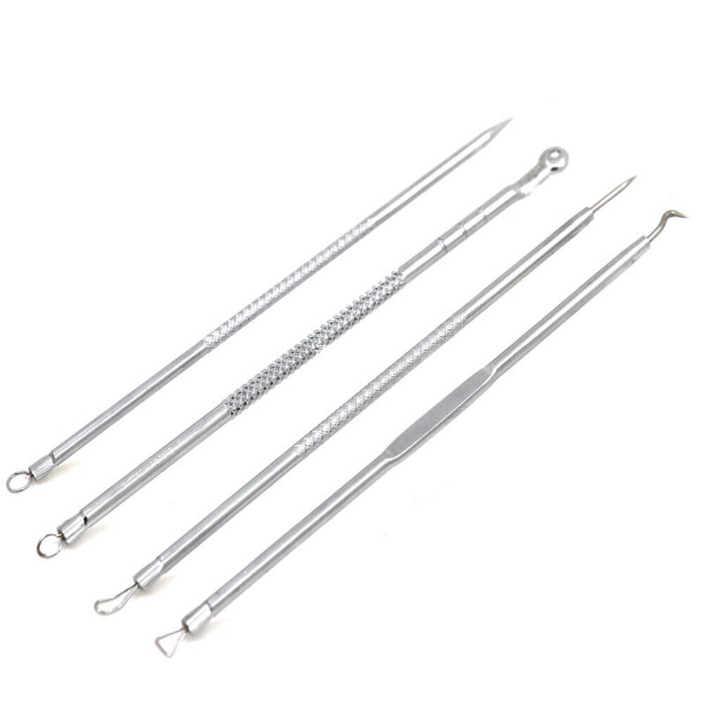 4pcs Stainless Steel Acne Removal Needle Blackhead Pore Cleaner Tools Set