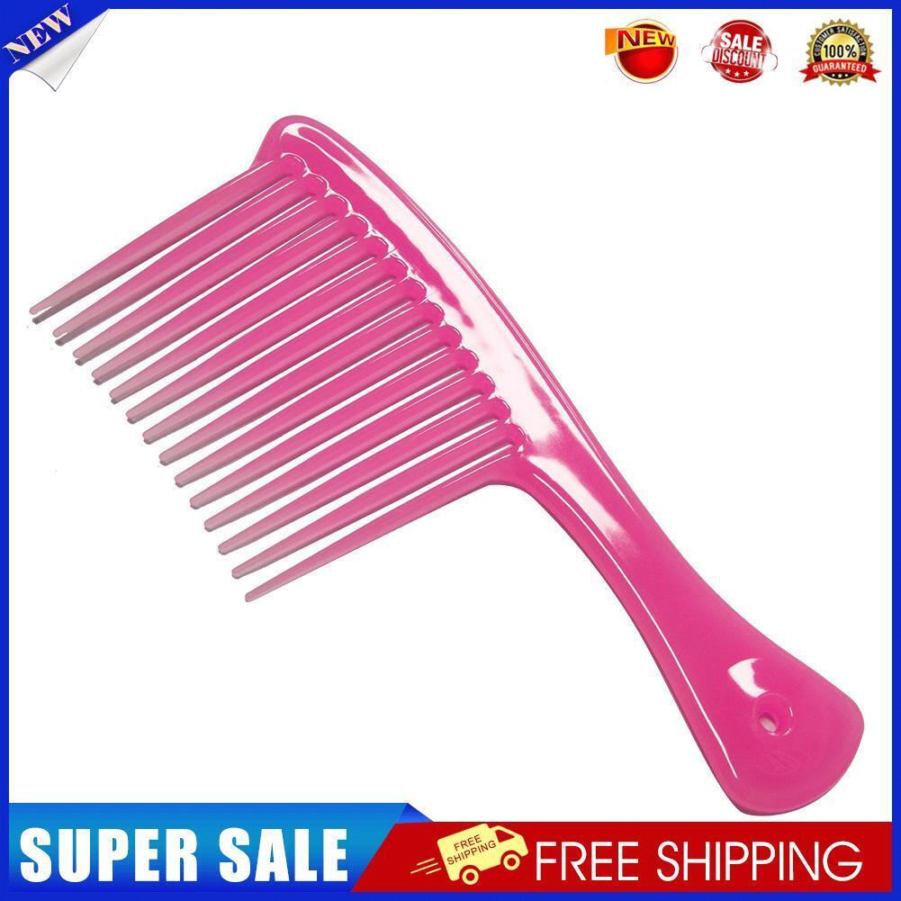 Large Wide Tooth Comb Handle Detangling Reduce Hair Loss Brush Tool (Pink)