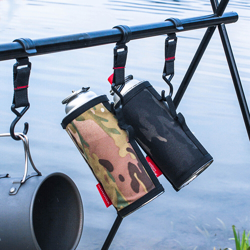 6.5x9.9cm Gas Canister Cover Protector Storage Bag for Camping (Dark Camo)