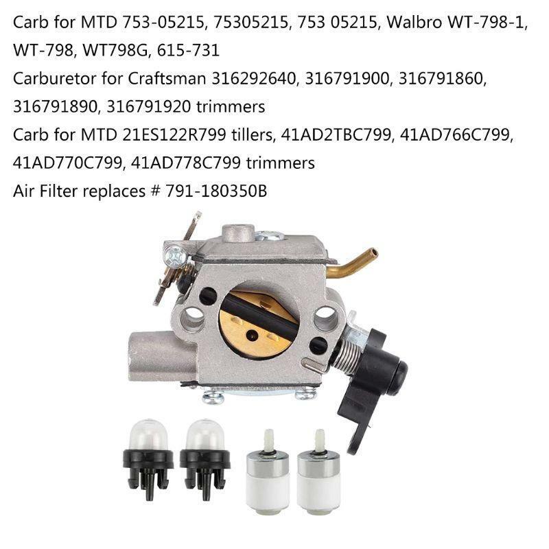 753-05215 Carburetor for Walbro WT-798-1 WT-798, 615-731 Craftsman 316791900 316