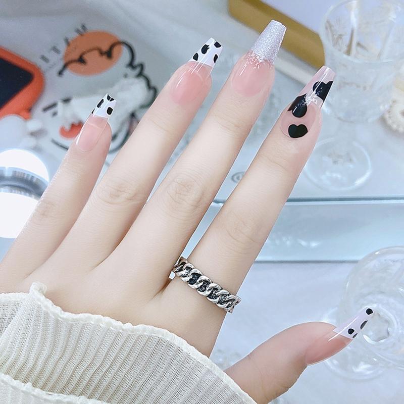Press On Nails Cow Print Wearable False Nails Art DIY Fashion Manicure Tool