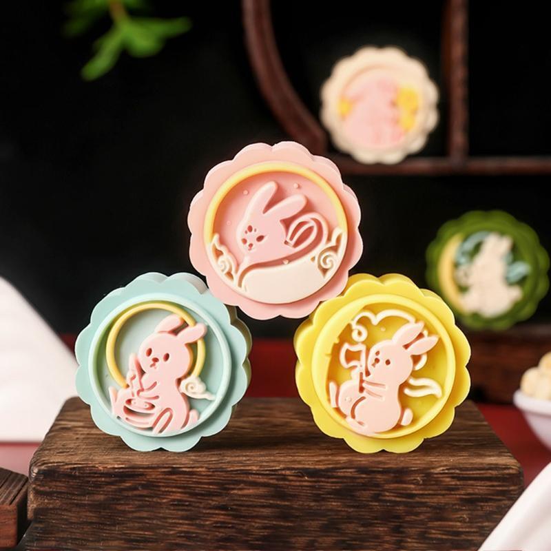 Plastic Mooncake Mold for Mid-Autumn Festival Handpressure Rabbit Mooncake Mould