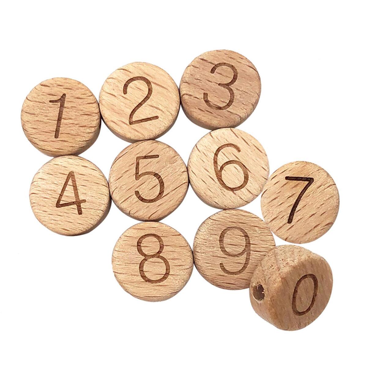 10 Pieces Number Letter  Flat Wooden  for Jewelry Making Necklace