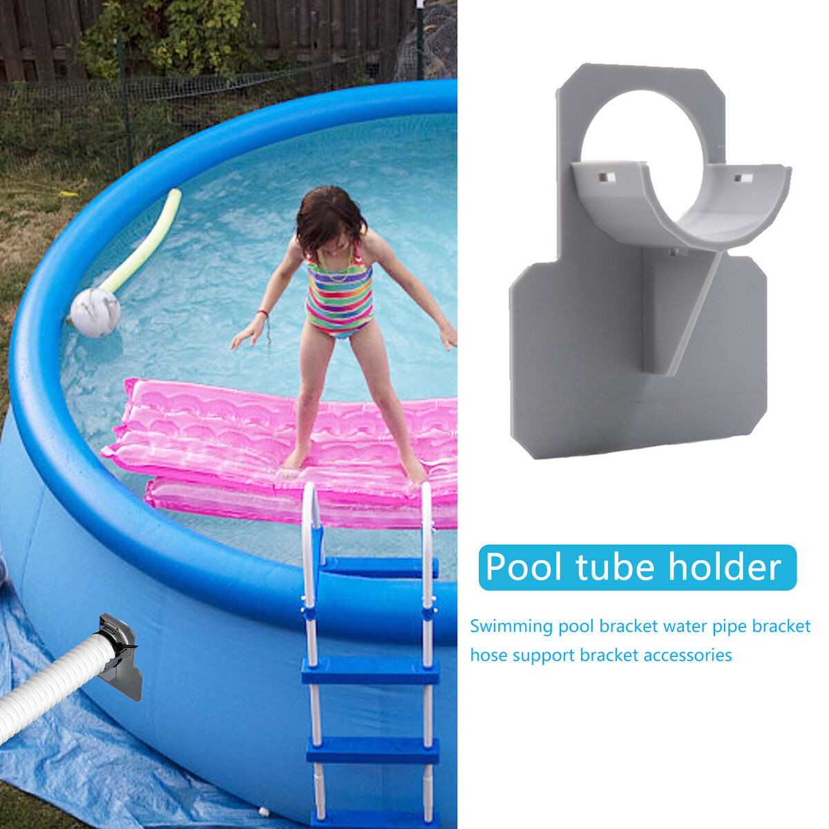 Pool Pipe Fixing Holder for Intex Above Ground Pool 30-38mm Hose (Grey)