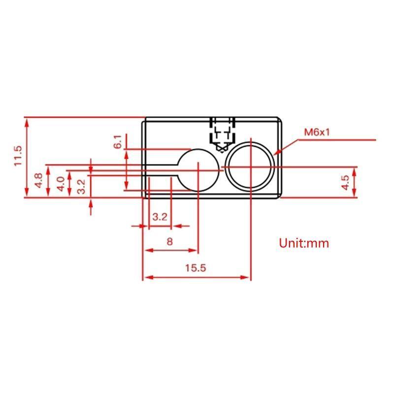 Aluminum Heater Block V6 Hotend High Temperature Extruder Heatblock All Metal