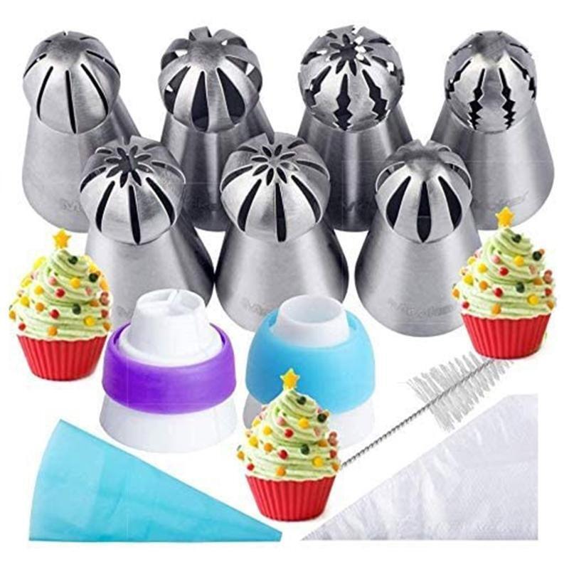 Set of 21 Cake Decorating Supplies Icing Piping Tips for Baking Cupcake Birthday