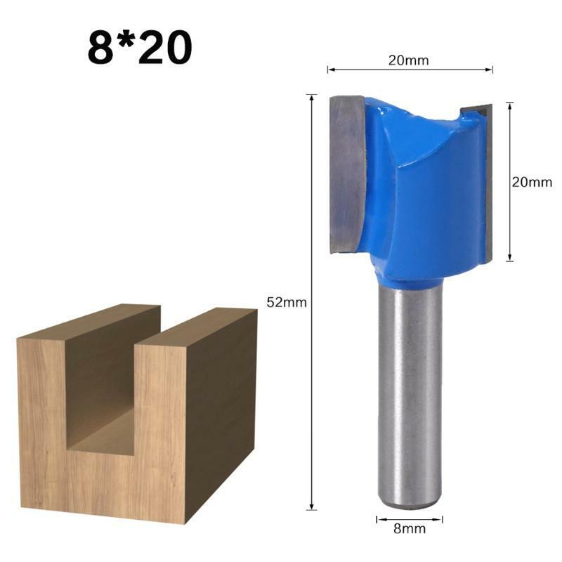 7 Pcs Grooving Milling Cutter 8mm Shank Straight Router Bit Cutting Dia 6mm-20mm