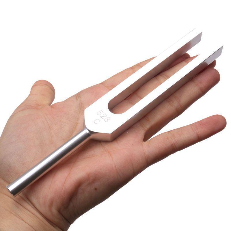 528 Hz Tuning Fork with Silicone Hammer Cleaning Cloth for Healing Relaxation