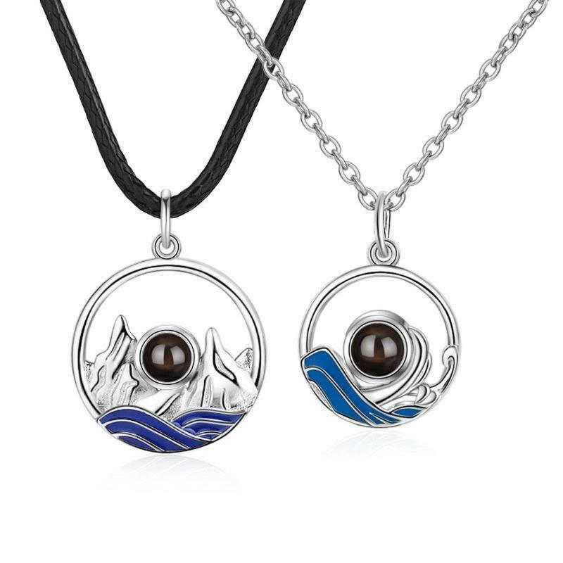 2Pcs 100 Different Language I Love U Nanotechnology Lover Pendant Necklace Lover
