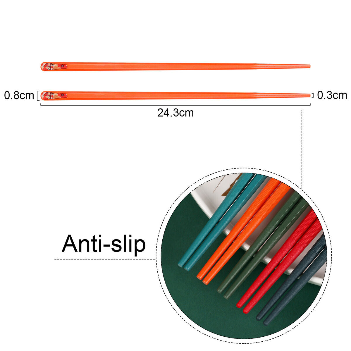 Non-Slip Dishwasher Safe Fiberglass Chopsticks Japanese Style Hexagon design
