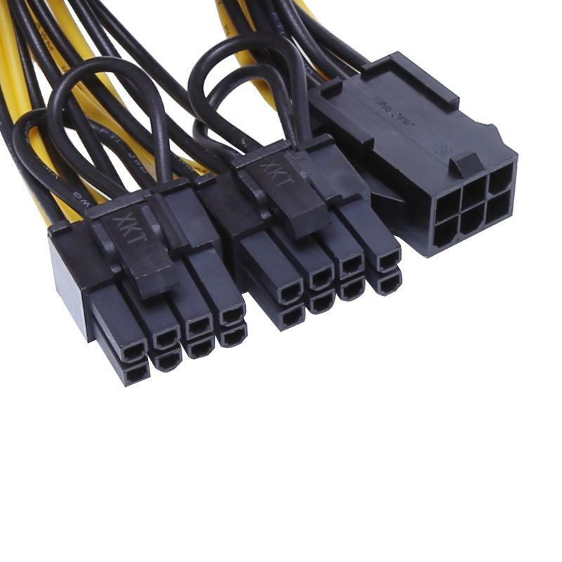PCI-E 6-Pin Female To Dual 8-Pin (6+2 Pin) Male Video Card Power Adapter Cable