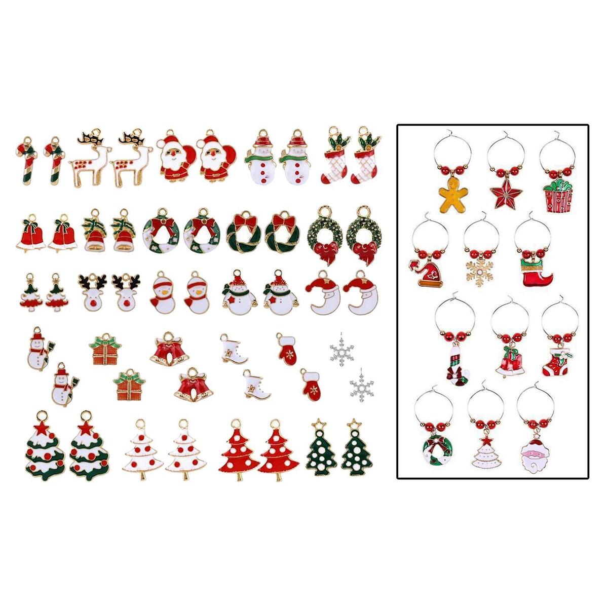 50x Enamel Christmas Charms Pendant Snowman for   Making Necklace