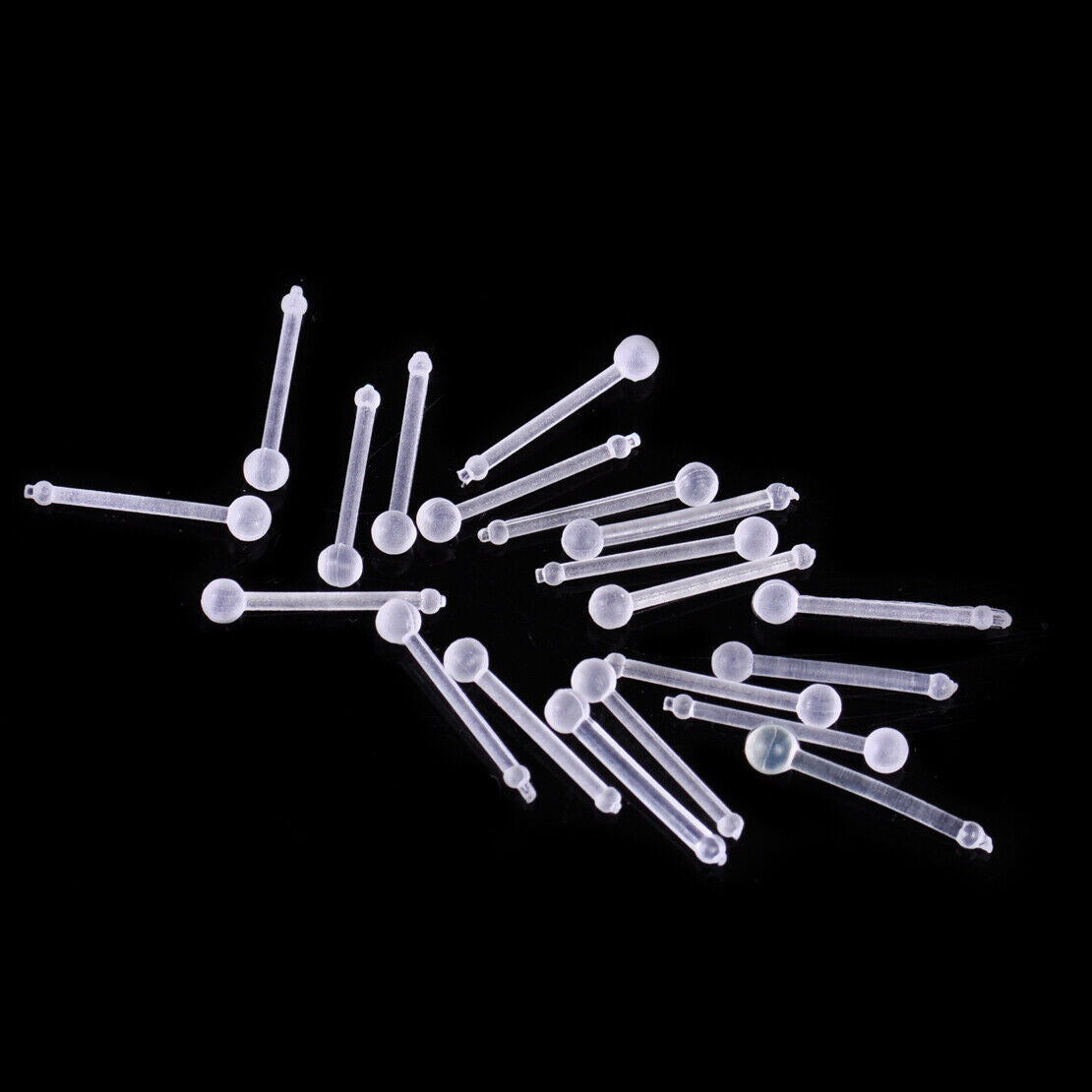 20X Clear Nose Ear Stud Retainers 2mm Ball Bioflex Pin Body Piercing Silicone Li
