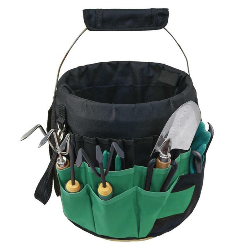 42 Pockets Garden Hand Multifunctional Tool Kits 5 Gallon Bucket Storage Bag