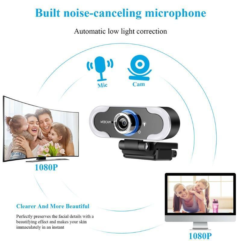 1080P Computer Webcam USB Built-in Microphone Drive Free Cameras With Tripod