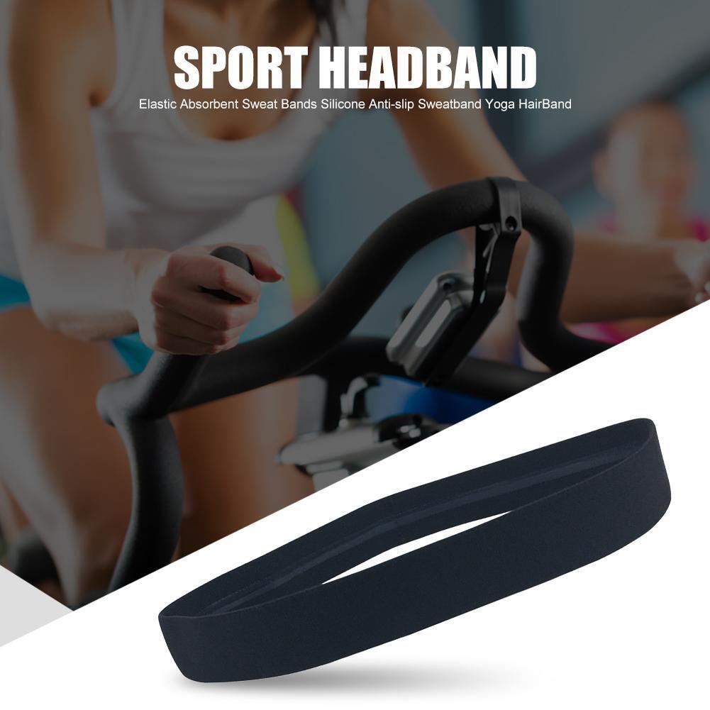 Elastic Absorbent Sweat Bands Silicone Anti-slip Sweatband HairBand (Black)