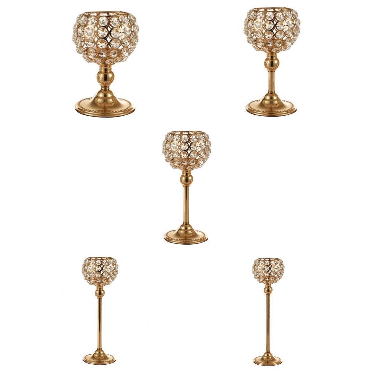 Set of 5 Romantic Crystal Candle Holder Tealight Candlestick Dinner Decor