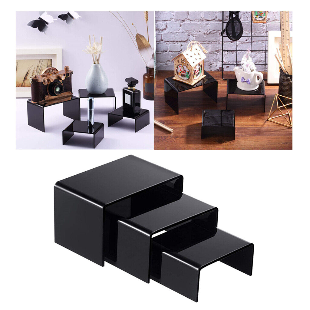 3 Size Steps Acrylic Riser Stand Set Jewelry Collectible Showcase Display Stands