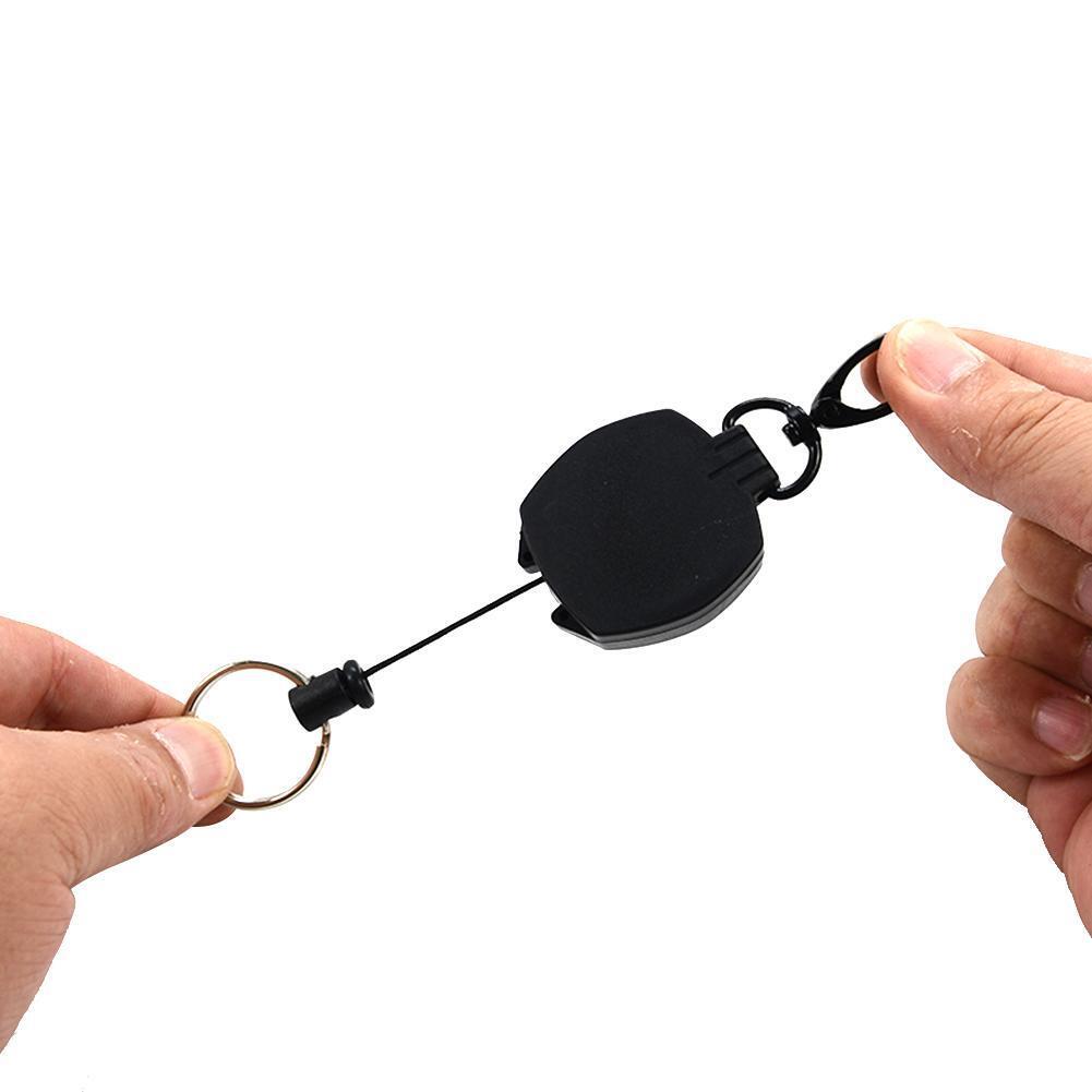 Resilience Steel Wire Elastic Keychain Recoil Retractable Key Ring (Square)